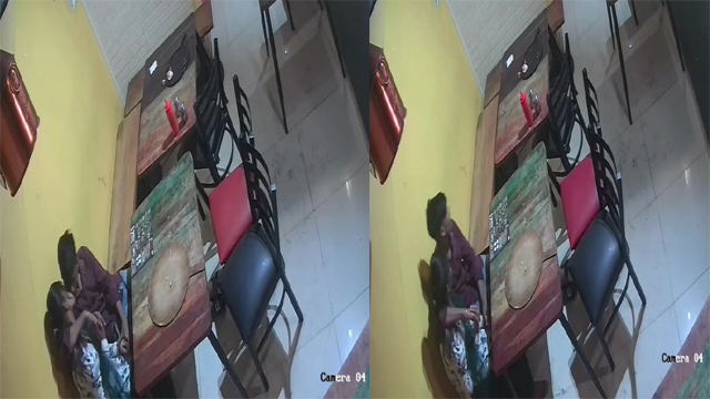 College Lovers Romance In Restaurant Video