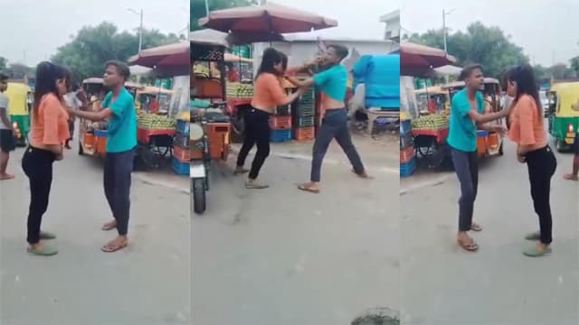 Girl stripped naked in a fight between – boy and girl on the street viral video