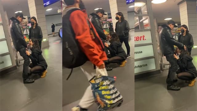 Lovers Caught Giving Blowjob in Metro Station Sex