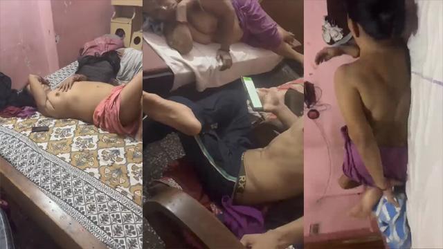 Desi Aunty Lying With Open Boobs Infront Of Kids
