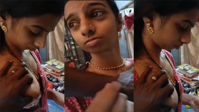 Telugu Cute Innocent Aunty Boobs Pressing by Electrician