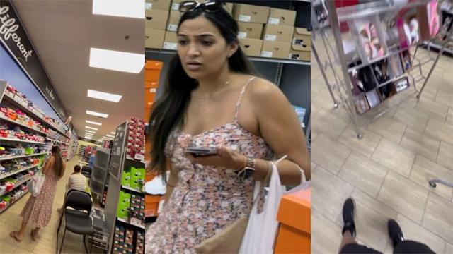 Bhabhi On Shoe Store & Market Upskirt Secretly Rec